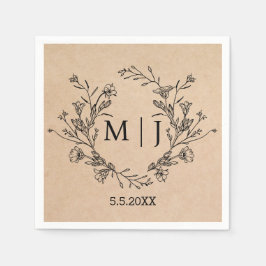 Botanisch Modern Script Bruiloft Kraft Servet