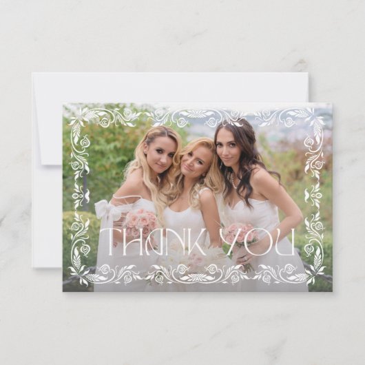 botanisch modern script foto bruidsmeisje bedankkaart (Voorkant)