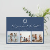  Botanisch Monogram 3 Foto Vakantie Kaart (Staand voorkant)