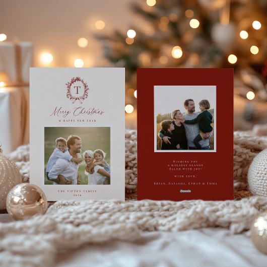 Botanisch Monogram Foto Vakantie Kaart