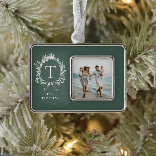  botanisch monogram groen verzilverd kader ornament (Boom)