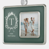  botanisch monogram groen verzilverd kader ornament (Links)