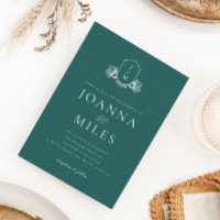  Botanisch Monogram Jade Wedding Uitnodiging