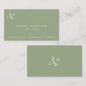 Botanisch Monogram Laurel Groen Visitekaartje (Voorkant / Achterkant)