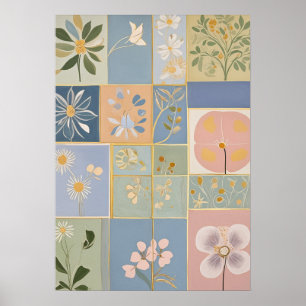 Botanisch mozaïek in bloei poster