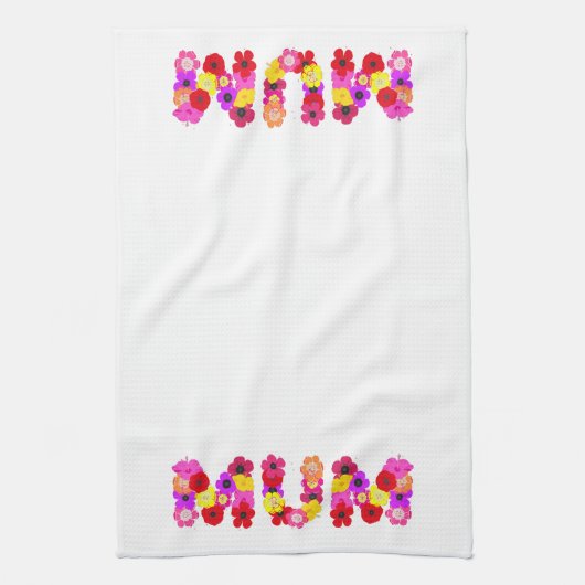 Botanisch MUM Floral Typografisch ontwerp Theedoek (Verticaal)