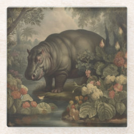 botanisch nijlpaard glazen onderzetter