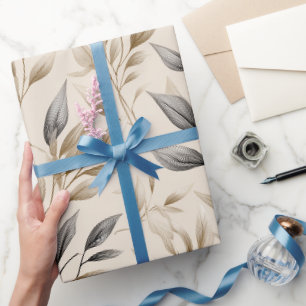 Botanisch olijfblad beige bloempatroon cadeaupapier