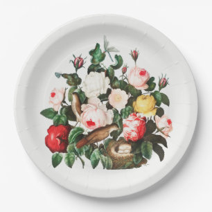 BOTANISCH PAPIERBORD MET VOGELNEST PAPIEREN BORDJE