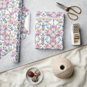  botanisch pastelpatroon - Retro Floral Cadeaupapier