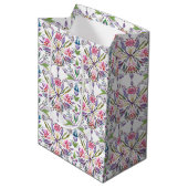 botanisch pastelpatroon - Retro Floral Medium Cadeauzakje (Voorkant Gekanteld)