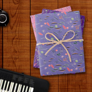 Botanisch patroon laat lavendel inpakpapier vel