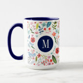 Botanisch Patroon Leuke Kleurrijke Bladen & Bloeme Mok (Links)