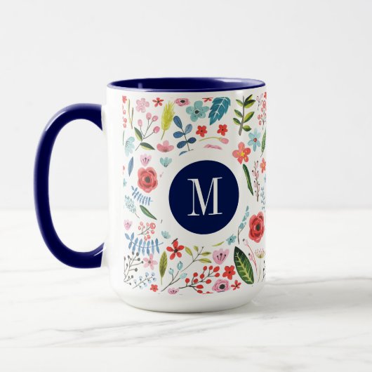 Botanisch Patroon Leuke Kleurrijke Bladen & Bloeme Mok (Links)