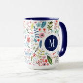 Botanisch Patroon Leuke Kleurrijke Bladen & Bloeme Mok (Voorkant rechts)