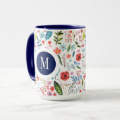 Botanisch Patroon Leuke Kleurrijke Bladen & Bloeme Mok (Voorkant links)