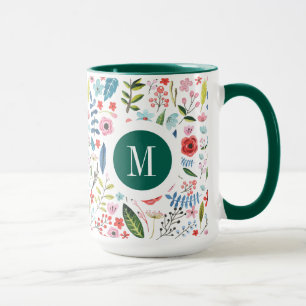 Botanisch Patroon Leuke Kleurrijke Bladen & Bloeme Mok