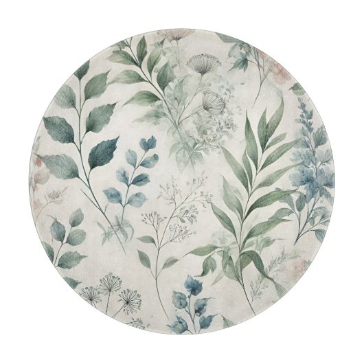 Botanisch patroon met zachte Waterverf Snijplank (Voorkant)