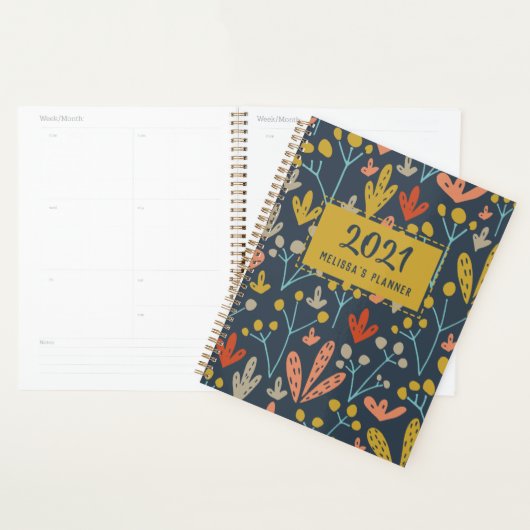 Botanisch Patroon Modern Aangepast Jaar Planner (Display)