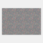 Botanisch patroon rood grijs wit inpakpapier vel (Voorkant 2)