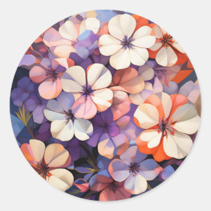 Botanisch Plant Abstract Phlox Bloemen Ronde Sticker