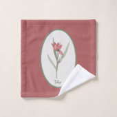 Botanisch Red Tulp Flower Cameo Bad Handdoek (Wasdoekje)