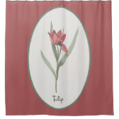 Botanisch Red Tulp Flower Cameo Douchegordijn (Voorkant)