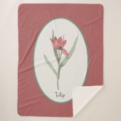  Botanisch Red Tulp Flower Cameo Sherpa Deken (Voorkant)