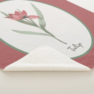  Botanisch Red Tulp Flower Cameo Sherpa Deken