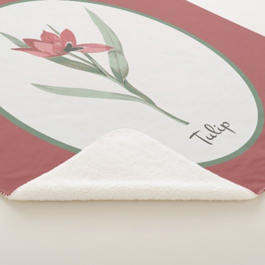  Botanisch Red Tulp Flower Cameo Sherpa Deken (3/4)