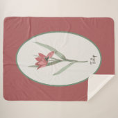  Botanisch Red Tulp Flower Cameo Sherpa Deken (Voorkant (horizontaal))