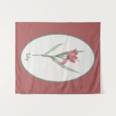 Botanisch Red Tulp Flower Cameo Wandkleed (Voorkant (horizontaal))