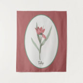 Botanisch Red Tulp Flower Cameo Wandkleed (Voorkant)