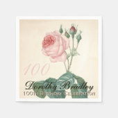 Botanisch Roos 100ste Verjaardagsfeest PN Servetten (Voorkant)