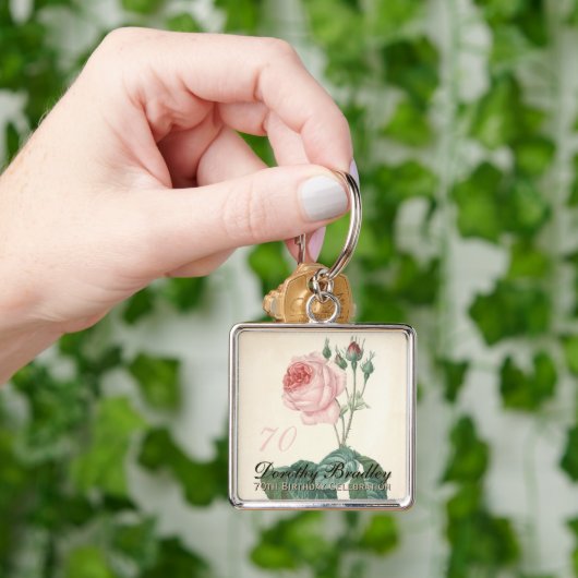 Botanisch Roos 70e verjaardag SqK Sleutelhanger (Hand)