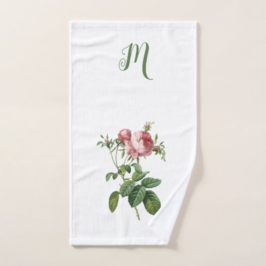 botanisch Roos monogram Bad Handdoek (Handdoek)