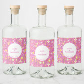 Botanisch roze bloemflespatroon likeurfles etiket (Flessen)