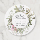 Botanisch roze bloemig Baby shower dank u Bedankjes Labels (Achterkant)
