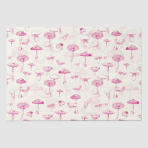 Botanisch  Roze Witte Paddenstoelenpatroon Tissuepapier