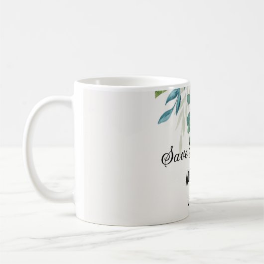 botanisch ruw groen vierkant behalve datum mok (Links)