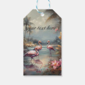 botanisch schilderij flamingo's aanpasbaar cadeaulabel (Achterkant)