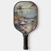 botanisch schilderij flamingo's aanpasbaar pickleball paddle (Voorkant)