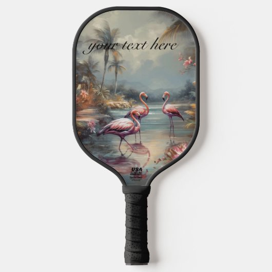 botanisch schilderij flamingo's aanpasbaar pickleball paddle (Voorkant)