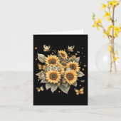 Botanisch schilderij van Zonnebloem Boeket Kaart (Gele Bloem)