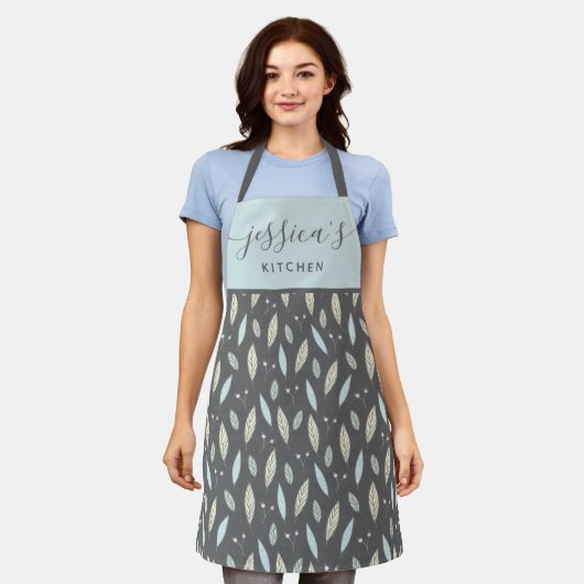 Botanisch Schort met leder-over-druk (Gedragen)