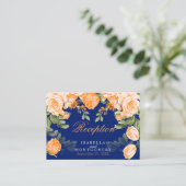 Botanisch Sinaasappel Bloemen en Navy Blue - Recep Informatiekaartje (Staand voorkant)