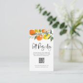 Botanisch Sinaasappel & citroen bruiloft QR Code R Informatiekaartje (Staand voorkant)