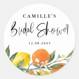 Botanisch Sinaasappel en citroen Vrijgezellenfeest Ronde Sticker