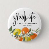 Botanisch Sinaasappel en Lemon Garland Afstuderen Ronde Button 5,7 Cm (Voorkant)