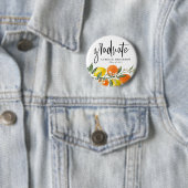 Botanisch Sinaasappel en Lemon Garland Afstuderen Ronde Button 5,7 Cm (In situ)